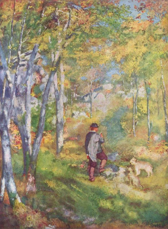 Pierre-Auguste Renoir Jules le Coeur et ses chiens dans la foret de Fontainebleau oil painting image